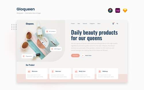 Gloqueen 柔美化妆品英雄形象UI素材 - PNG派