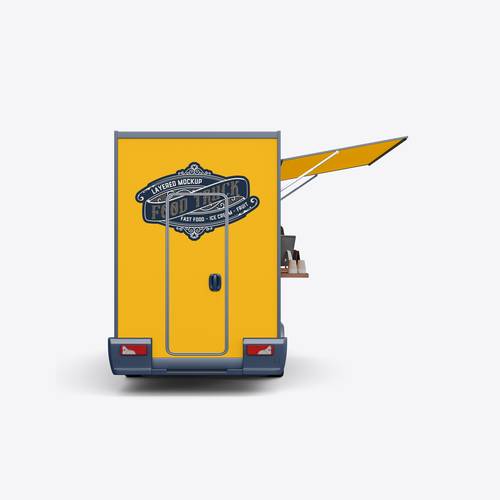 移动快餐车PS样机模板 - PNG派