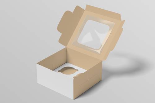 带天窗糕点包装盒PS样机模板 - PNG派