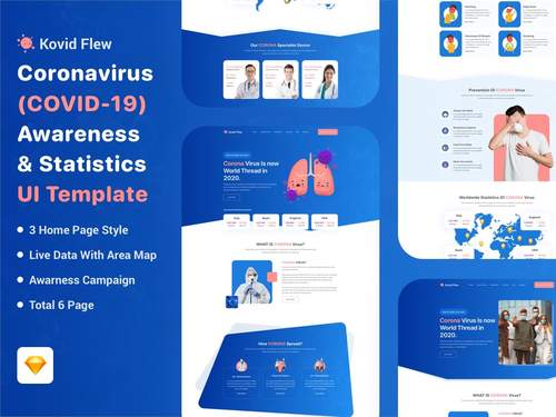 Kovid Flew Corona（新冠肺炎）认知和统计UI模板 - PNG派