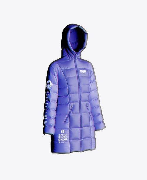 女士长款羽绒服PS样机模板 - PNG派