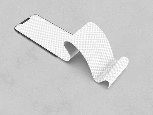 手机溢出长滚动屏幕PS样机模板 - PNG派