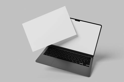 笔记本电脑层叠屏幕PS样机模板 - PNG派