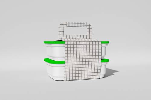 多层便携餐盒PS样机模板 - PNG派