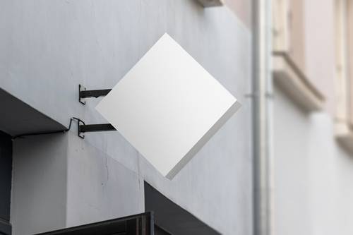 户外悬挂式招牌门头标识PS样机模板 - PNG派