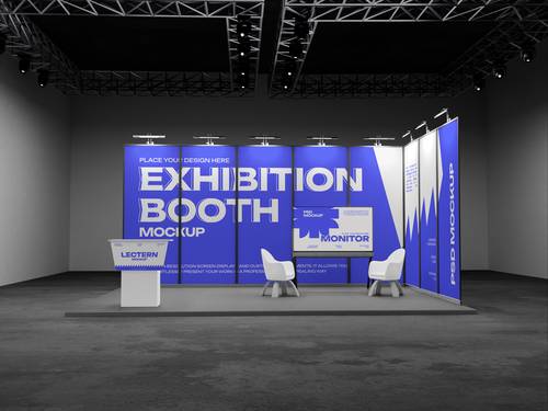 室内外展览展位PS样机模板 - PNG派