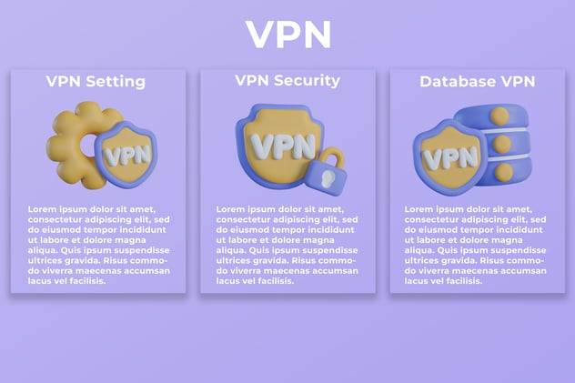 VPN虚拟专用网络3D图标资源包 - PNG派