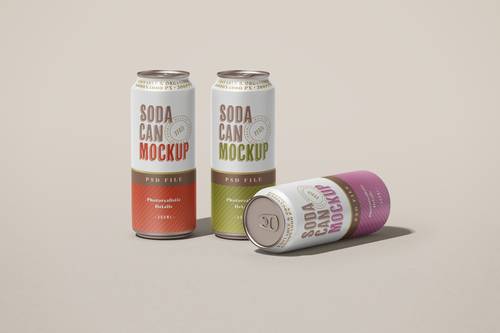 汽水易拉罐PS样机模板 - PNG派