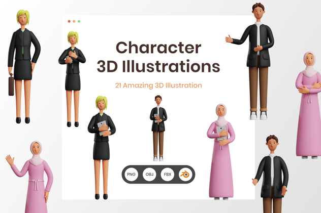 3D创意人物图标资源包 - PNG派