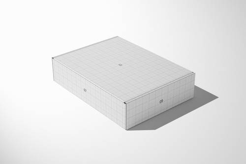 长扁形纸质翻盖包装盒PS样机模板 - PNG派