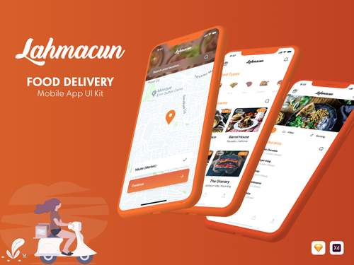 Lahmacun 送餐移动应用UI套件 - PNG派