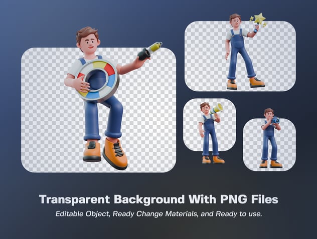 创意角色3D插画资源包 - PNG派