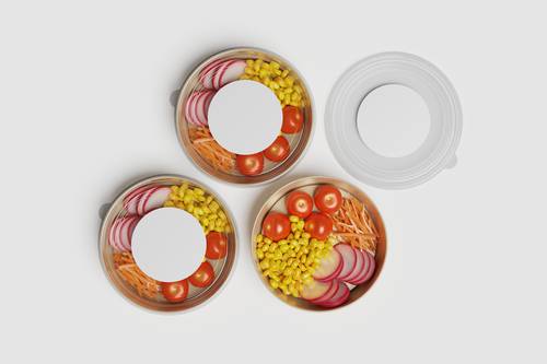 可密封的圆形食品保鲜盒PS样机模板 - PNG派