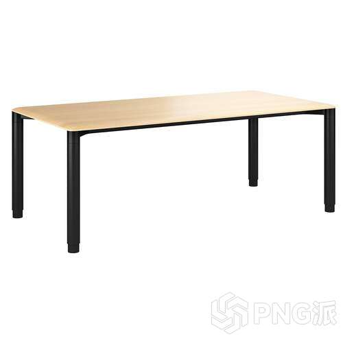 原木黑框长桌3D模型 - PNG派