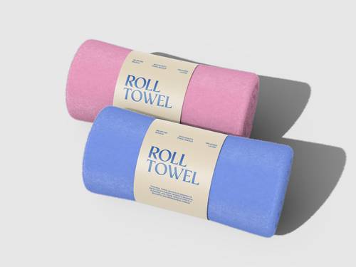 毛巾卷纸套包装PS样机模板 - PNG派