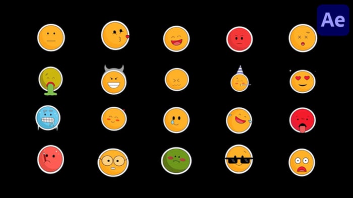 社交媒体Emoji标签动画After Effects模板 - PNG派