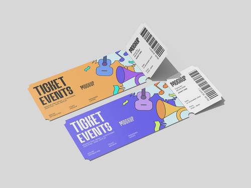 长条形活动门票PS样机模板 - PNG派