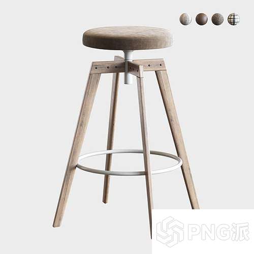 亚克力高脚铁艺吧椅3D模型 - PNG派