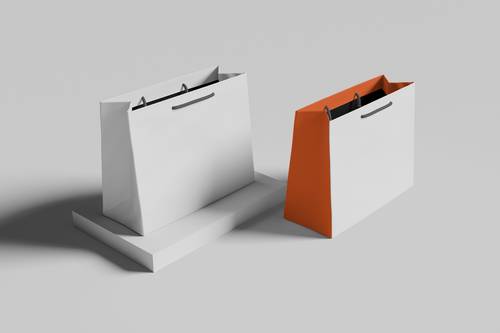 高质量纸质礼品服装手提袋PS样机模板 - PNG派
