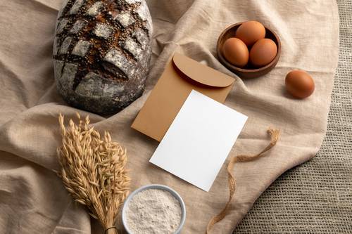 烘培面包品牌VI样机贴图PS模板 - PNG派