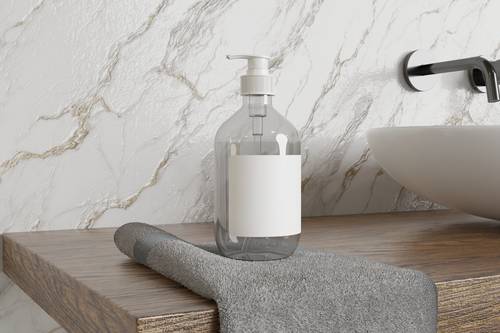 带空白标签透明按压式瓶身PS样机模板 - PNG派