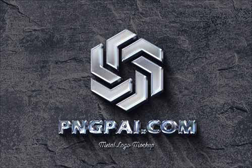 金属镀铬不锈钢质感3D立体LOGO展示效果PS样机模板 - PNG派