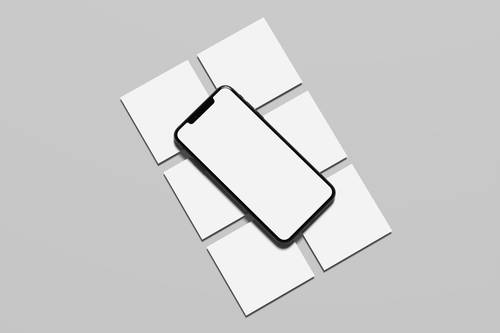 手机信息框层叠展示PS样机模板 - PNG派