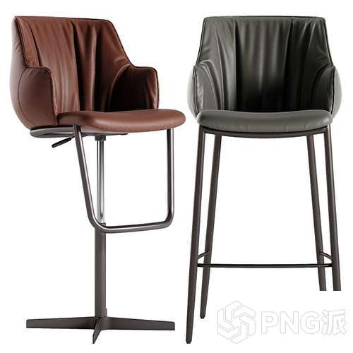 靠背塑料现代吧椅3D模型 - PNG派