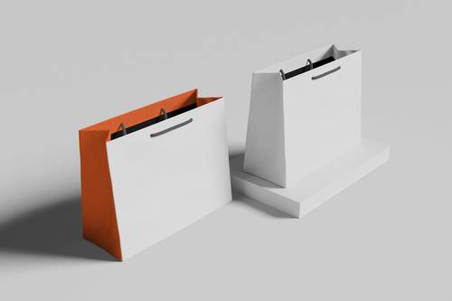 高质量纸质礼品服装手提袋PS样机模板 - PNG派