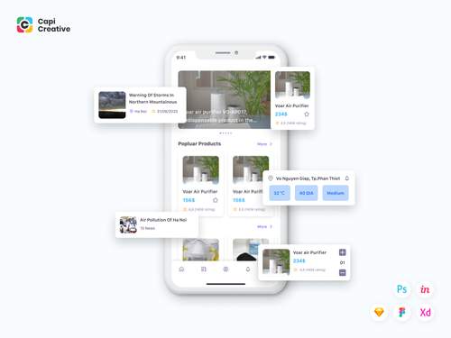 Airquaty 空气质量应用程序UI套件 - PNG派