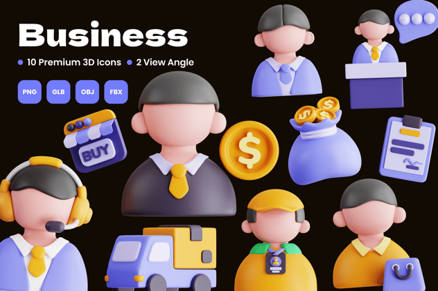 金融商业人物3D图标 - PNG派