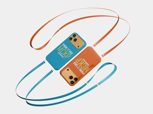 带挂绳iPhone 17 Pro手机壳PS样机模板 - PNG派