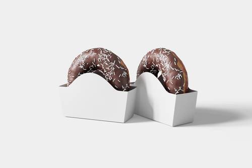 甜甜圈包装纸盒PS样机模板 - PNG派