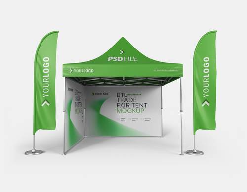 展会活动帐篷展位PS样机模板 - PNG派
