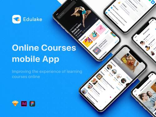 Edulake Adobe XD在线课程移动UI工具包 - PNG派