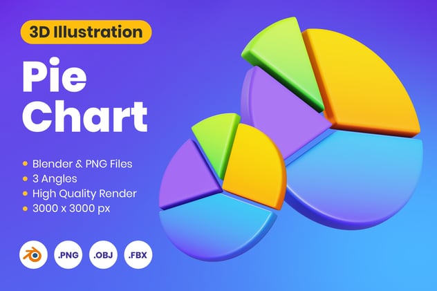 3D数据饼图图形Blender模型 - PNG派