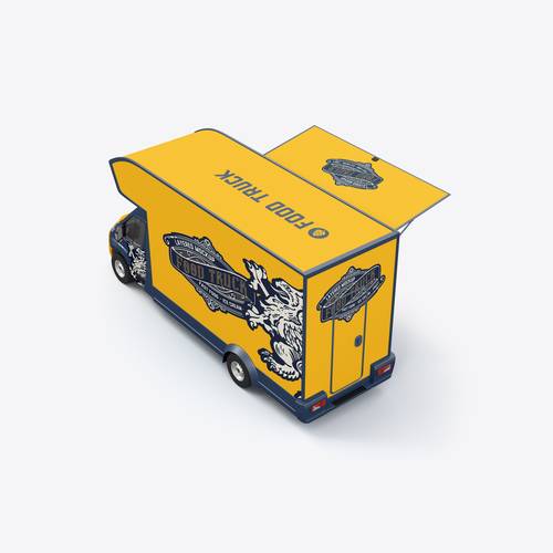 移动快餐车PS样机模板 - PNG派