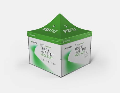 展会活动帐篷展位PS样机模板 - PNG派