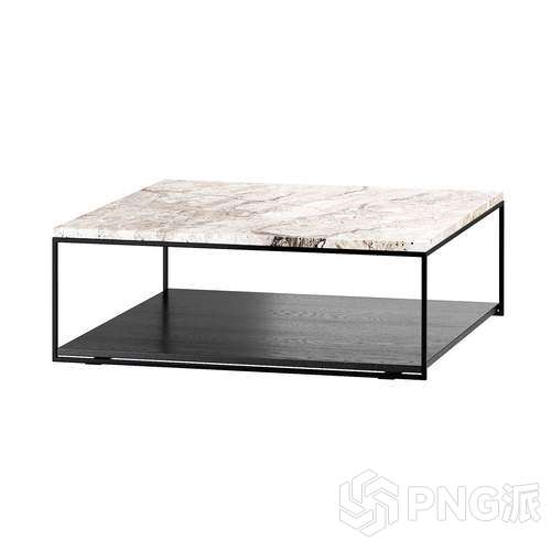 大理石面双层金属框架茶几3D模型 - PNG派