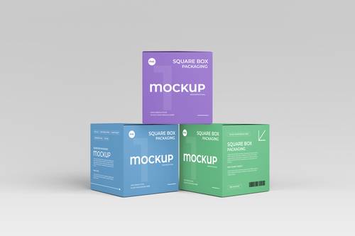 正方形包装盒PS样机模板 - PNG派