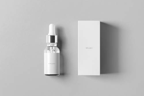 滴管瓶和包装盒PS样机模板 - PNG派