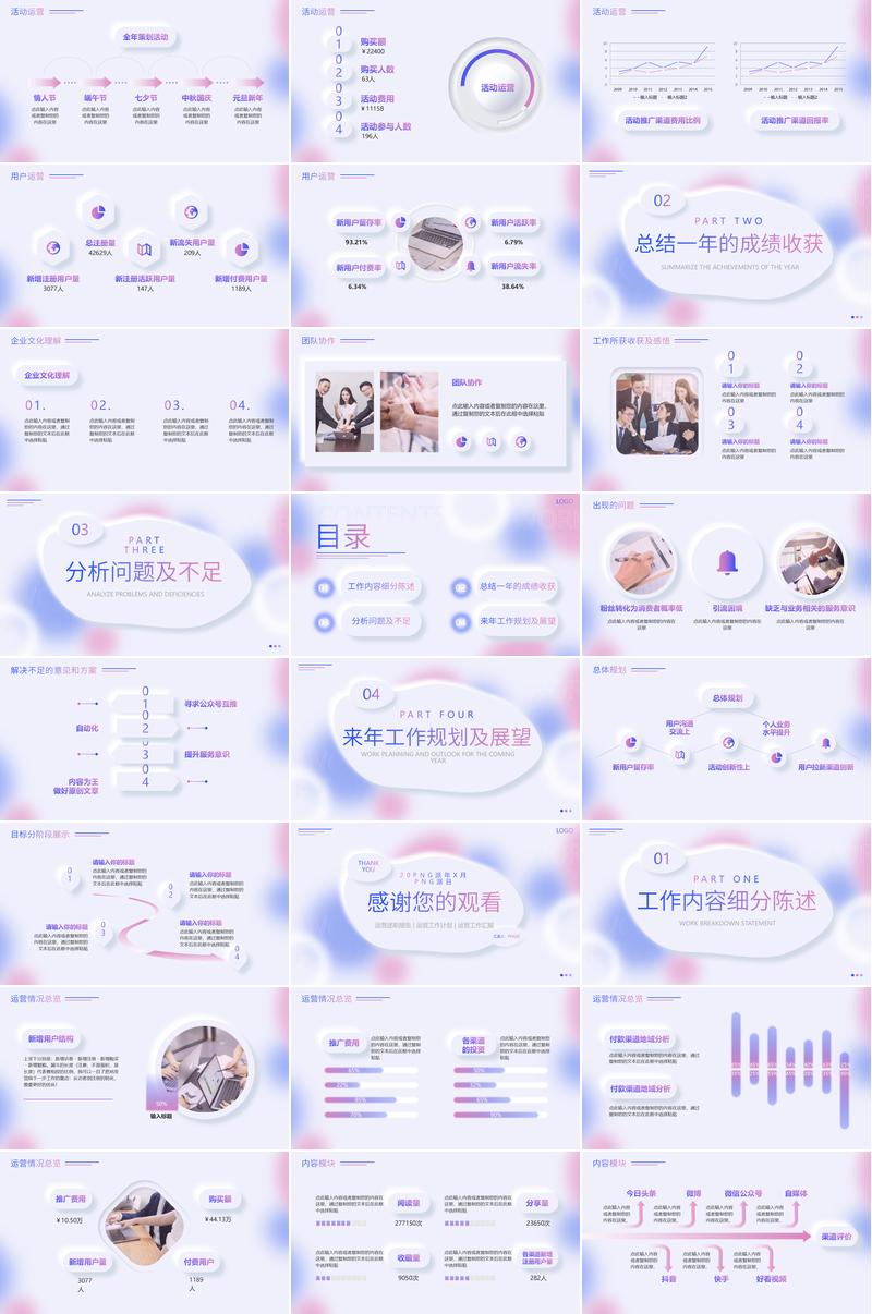 运营部述职报告总结工作汇报PPT模板 - PNG派