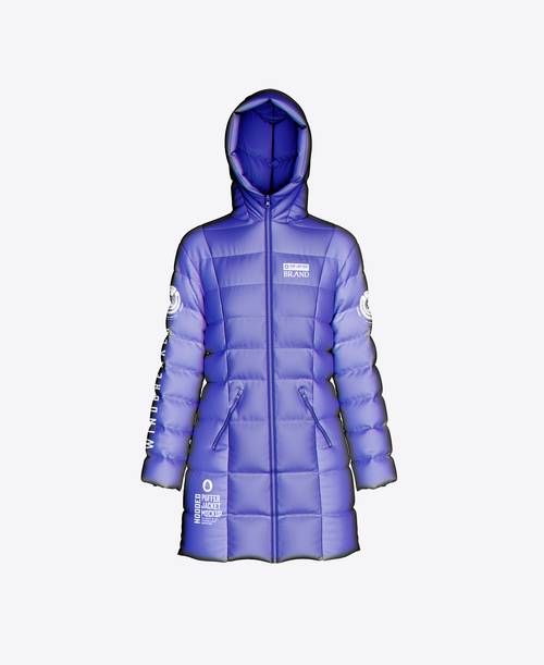 女士长款羽绒服PS样机模板 - PNG派