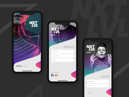 NXT LVL 纹身工作室应用程序[免费下载]UI素材 - PNG派