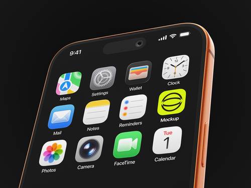 手机界面局部特写APP图标展示PS样机模板 - PNG派