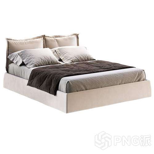 简约床3D模型 - PNG派
