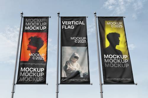 户外道旗PS样机模板 - PNG派