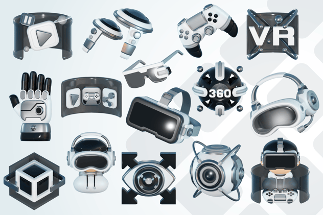 虚拟现实VR科技3D图标包 - PNG派