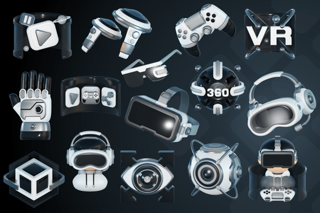 虚拟现实VR科技3D图标包 - PNG派