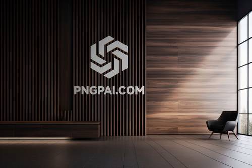 木制背景墙立体LOGO展示PS样机模板 - PNG派